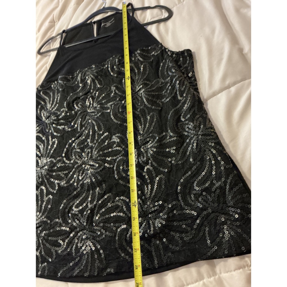 Lane Bryant Black Sequin Floral Lace Halter Top Mesh Keyhole Plus Size 18/20 - Picture 4 of 8